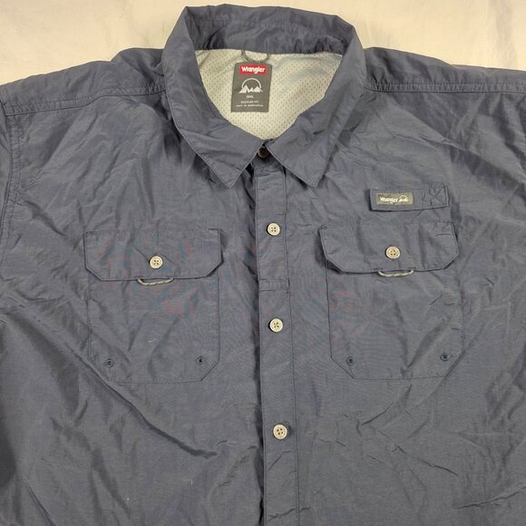 Wrangler Mens Size 3XL Blue Outdoor Short Sleeve Shirt Regular Fit Lightweight - Picture 4 of 9